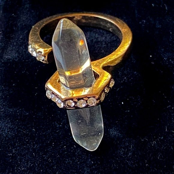 Cate & Chloe Gold CZCrystals + Natural Quartz Ring - Picture 1 of 9